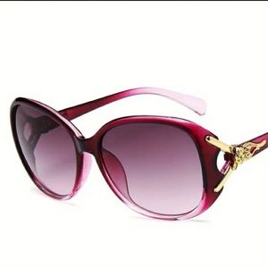 Purple Round Gradient Fashion Sunglasses With Fox Embellishments
